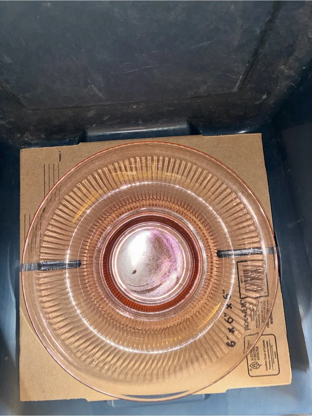 11” Pink Depression Glass Console Bowl - Elegant Ribbed Design